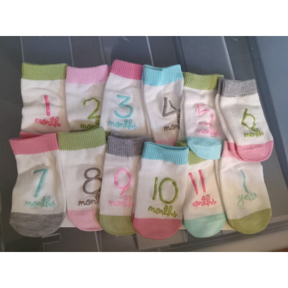 Infant Ankle Socks with Months 12 Pair - Gertex - Pink Blue Green Gray White